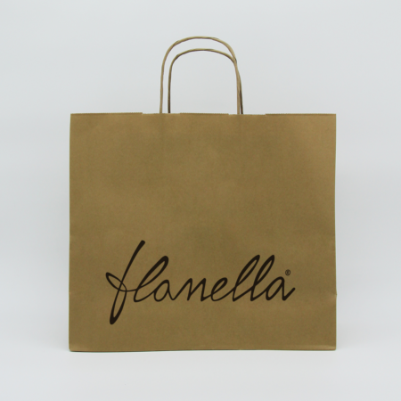 Shopping bag with twisted handle, raw cut