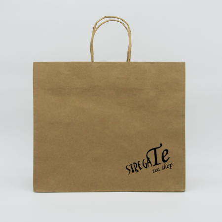 Shopping bag with twisted handle, folded edge